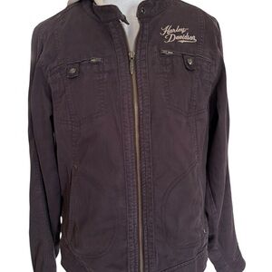 Harley-Davidson 3-in-1 Moto Jacket w/ Zip Out Hooded Vest Studded Embroidered